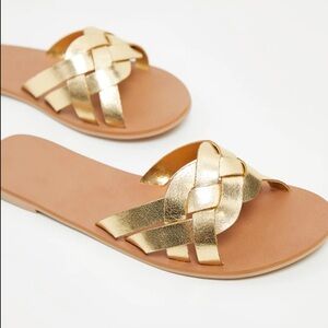 PRETTYLITTLETHING GOLD PLATTED MULE SANDAL